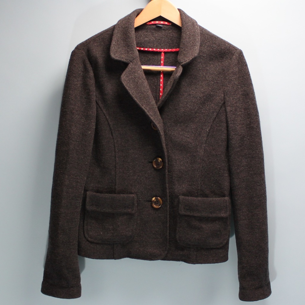 Boden Gray Boiled Wool Blazer Jacket